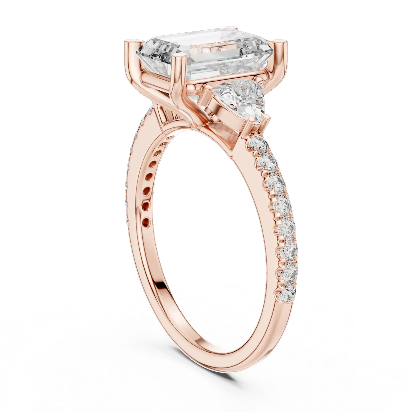 Bague de fiançailles Iris 1,51 ct en or rose 18 carats, diamant taille émeraude, vue 1