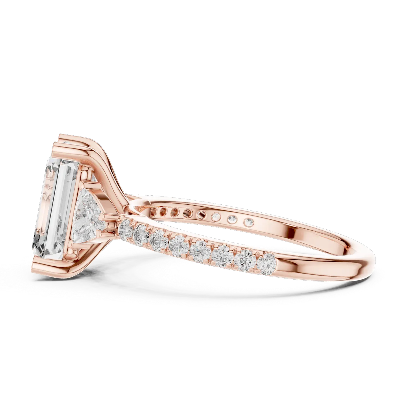 Bague de fiançailles Iris 1,51 ct en or rose 18 carats, diamant taille émeraude, vue 3