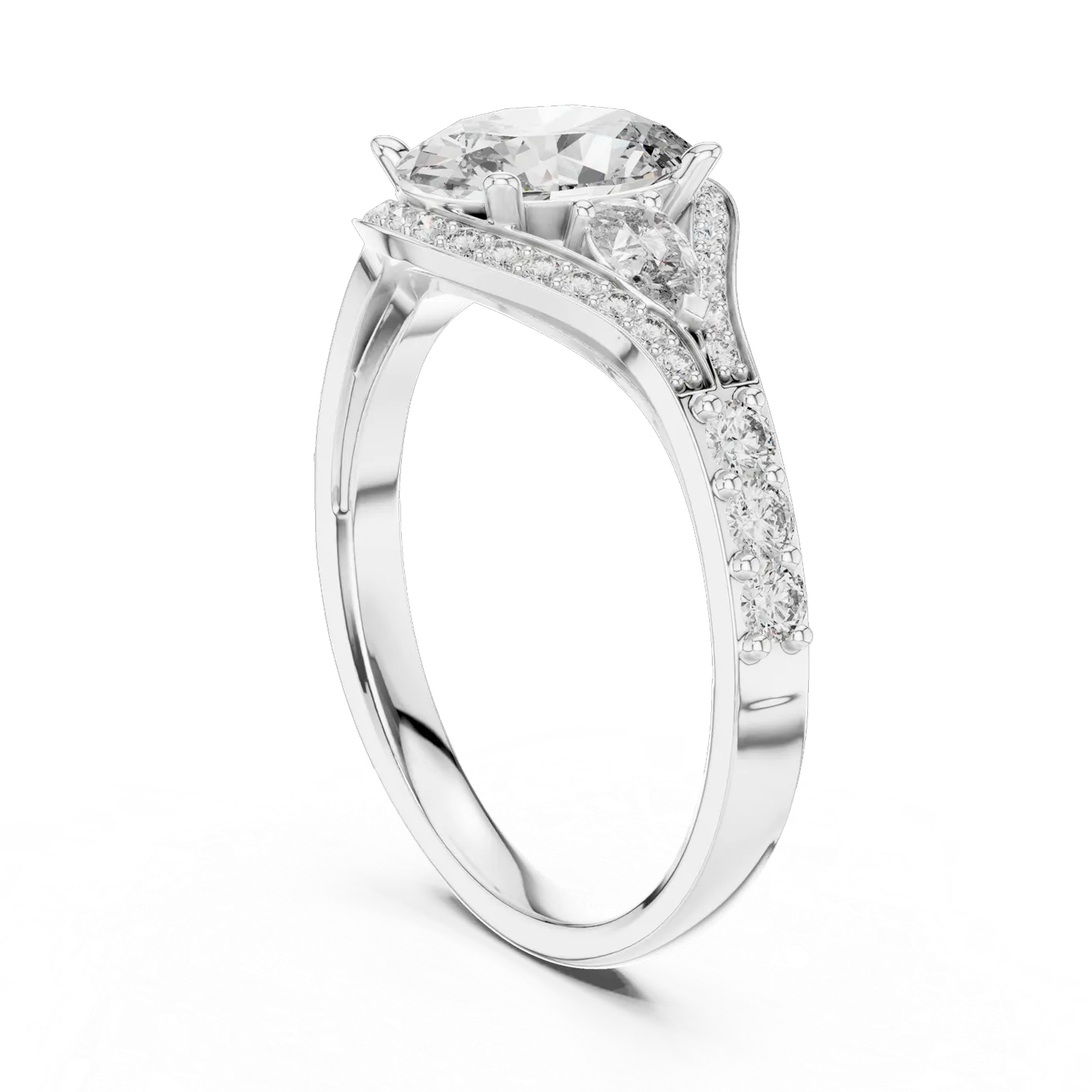 Bague de fiançailles Magnolia 1,14 ct n°3 en or blanc 18 carats, diamant ovale, vue 1