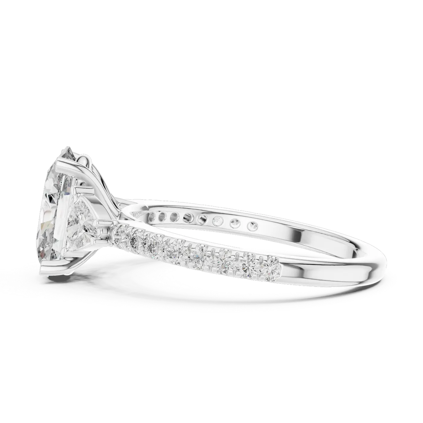 Bague de fiançailles Magnolia 1,60 ct en or blanc 18 carats, diamant ovale, vue 3