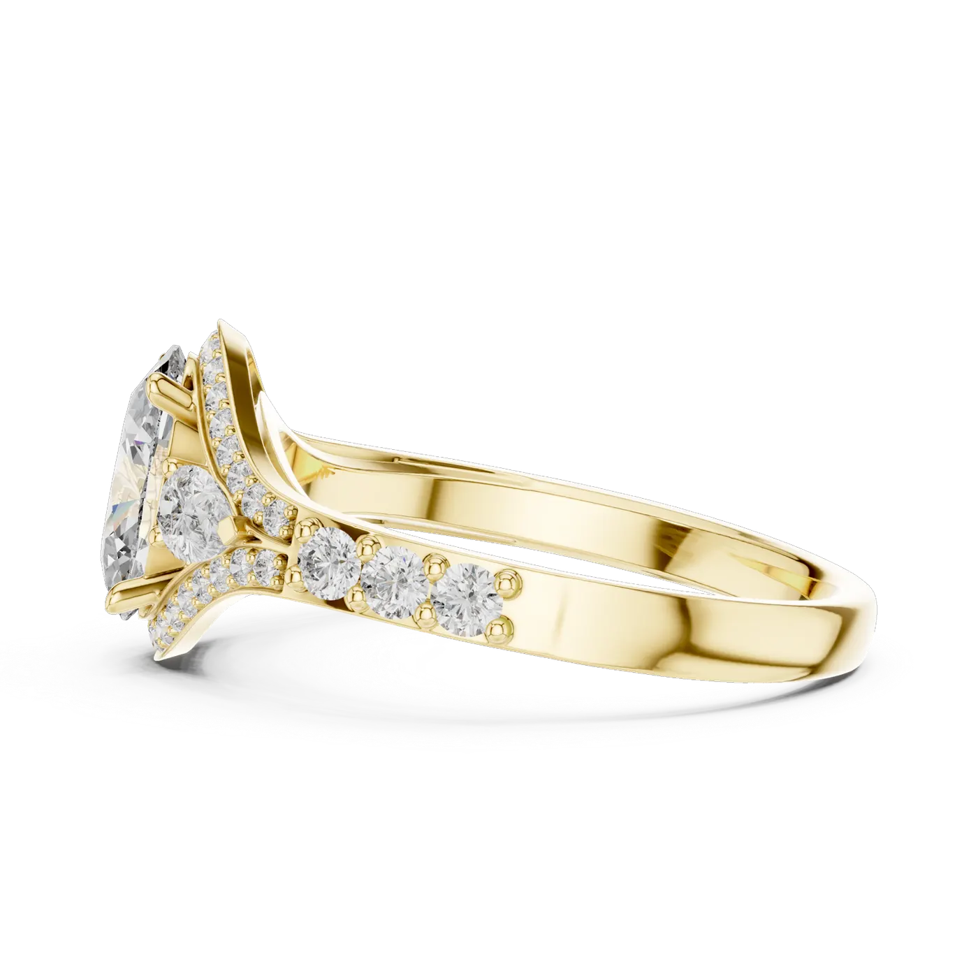 Bague de fiançailles Magnolia 1,14 ct n°3 en or jaune 18 carats, diamant ovale, vue 3