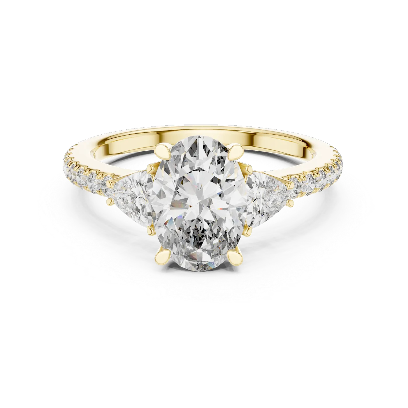 Bague de fiançailles Magnolia 1,60 ct en or jaune 18 carats, diamant ovale, vue 4