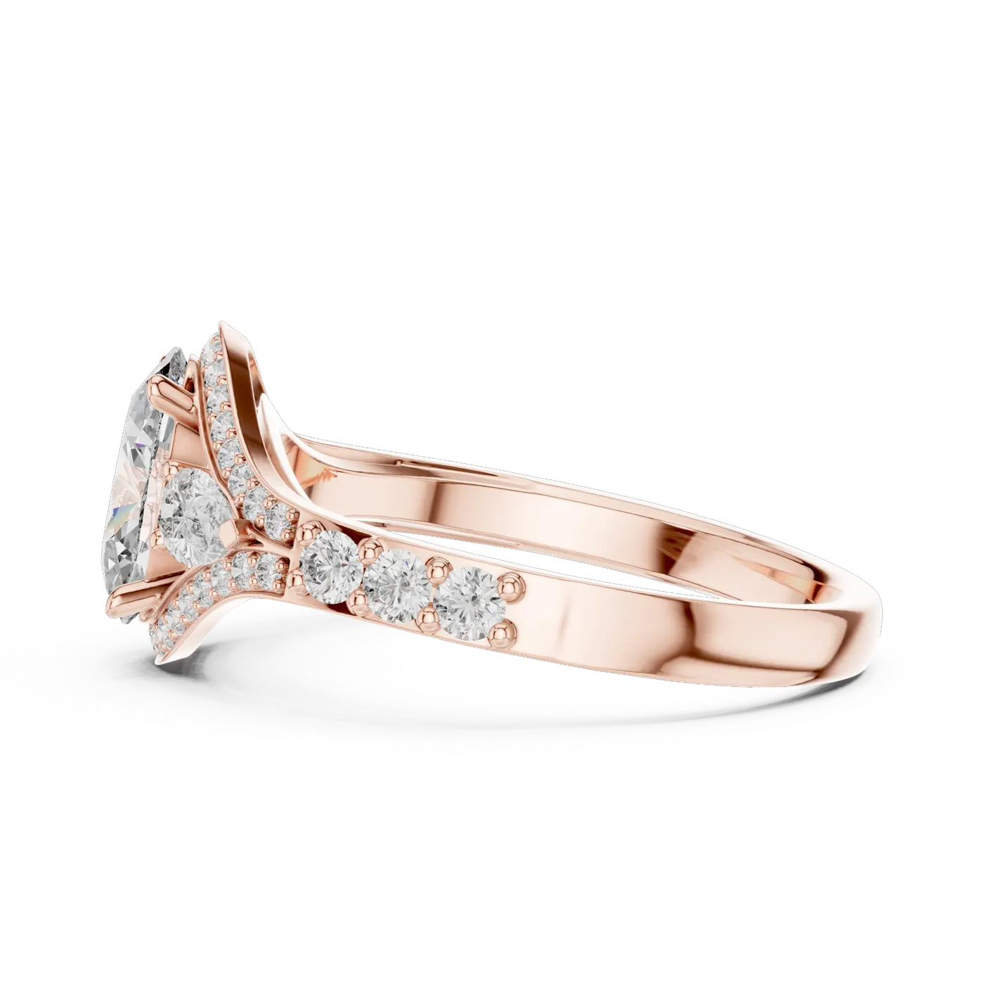 Bague de fiançailles Magnolia 1,14 ct n°3 en or rose 18 carats, diamant ovale, vue 3