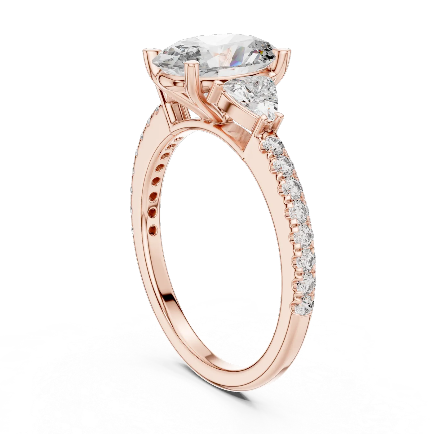Bague de fiançailles Magnolia 1,60 ct en or rose 18 carats, diamant ovale, vue 1