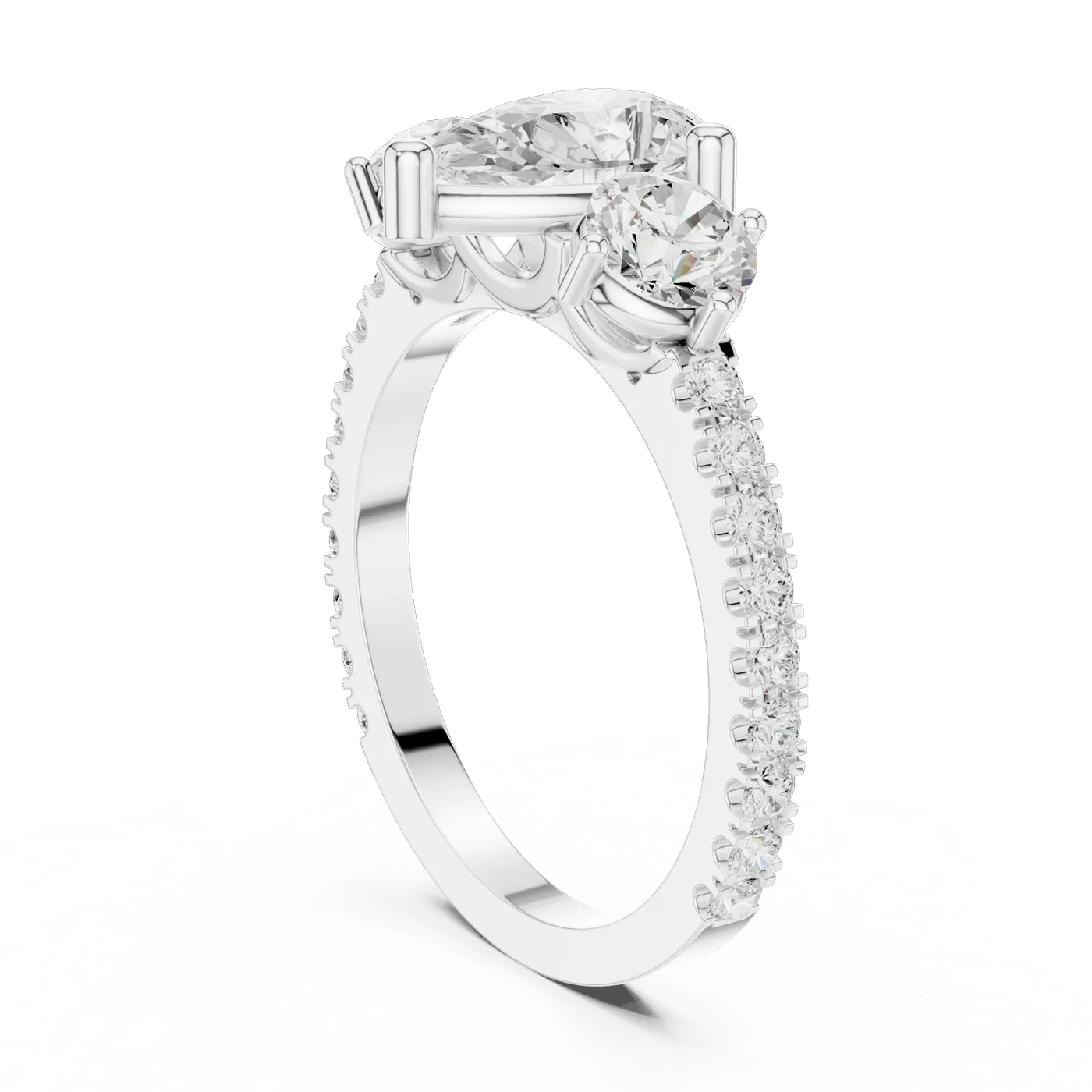 Bague de fiançailles Dahlia 0,99 ct n°3 en or blanc 18 carats, diamant poire, vue 1