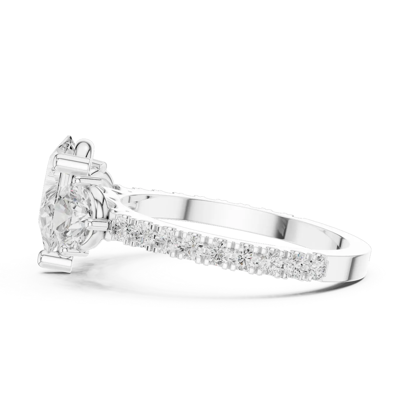 Bague de fiançailles Dahlia 0,99 ct n°3 en or blanc 18 carats, diamant poire, vue 3