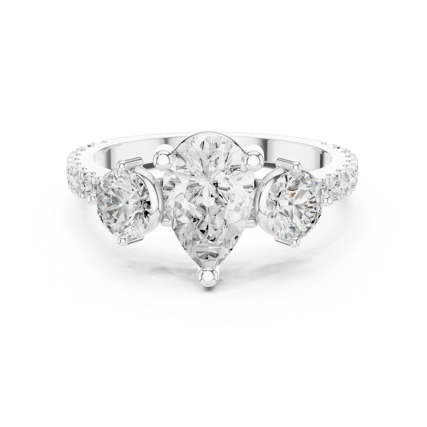 Bague de fiançailles Dahlia 0,99 ct n°3 en or blanc 18 carats, diamant poire, vue 4