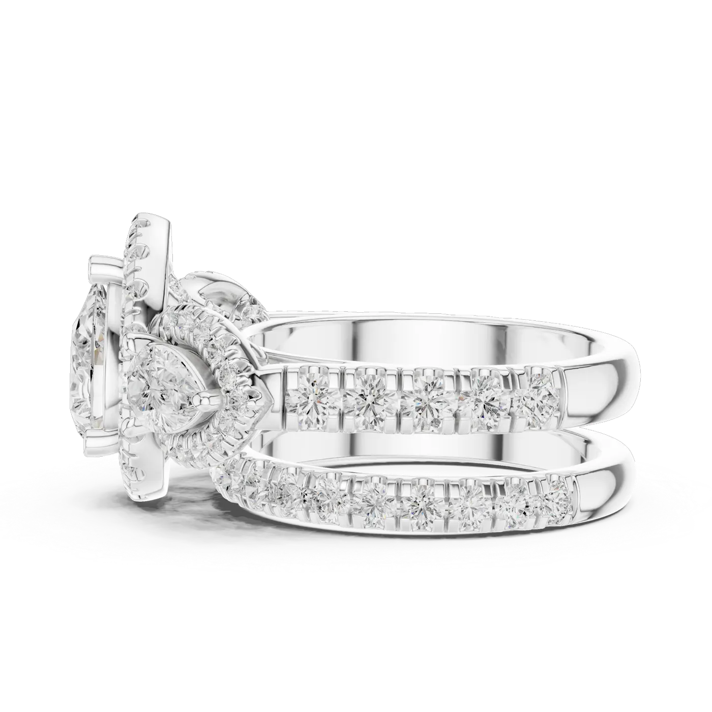 Bague de fiançailles Dahlia 1,28 ct n°3 en or blanc 18 carats, diamant poire, vue 4