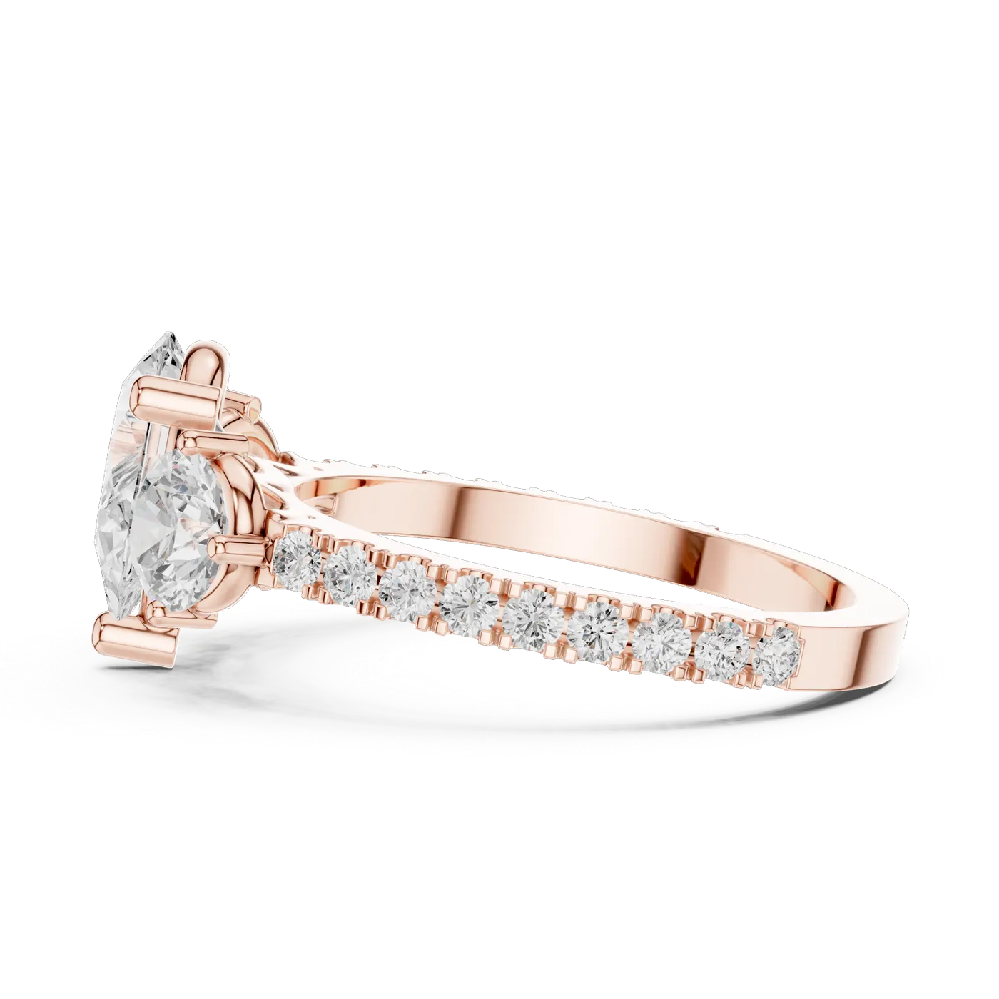 Bague de fiançailles Dahlia 0,99 ct n°3 en or rose 18 carats, diamant poire, vue 3