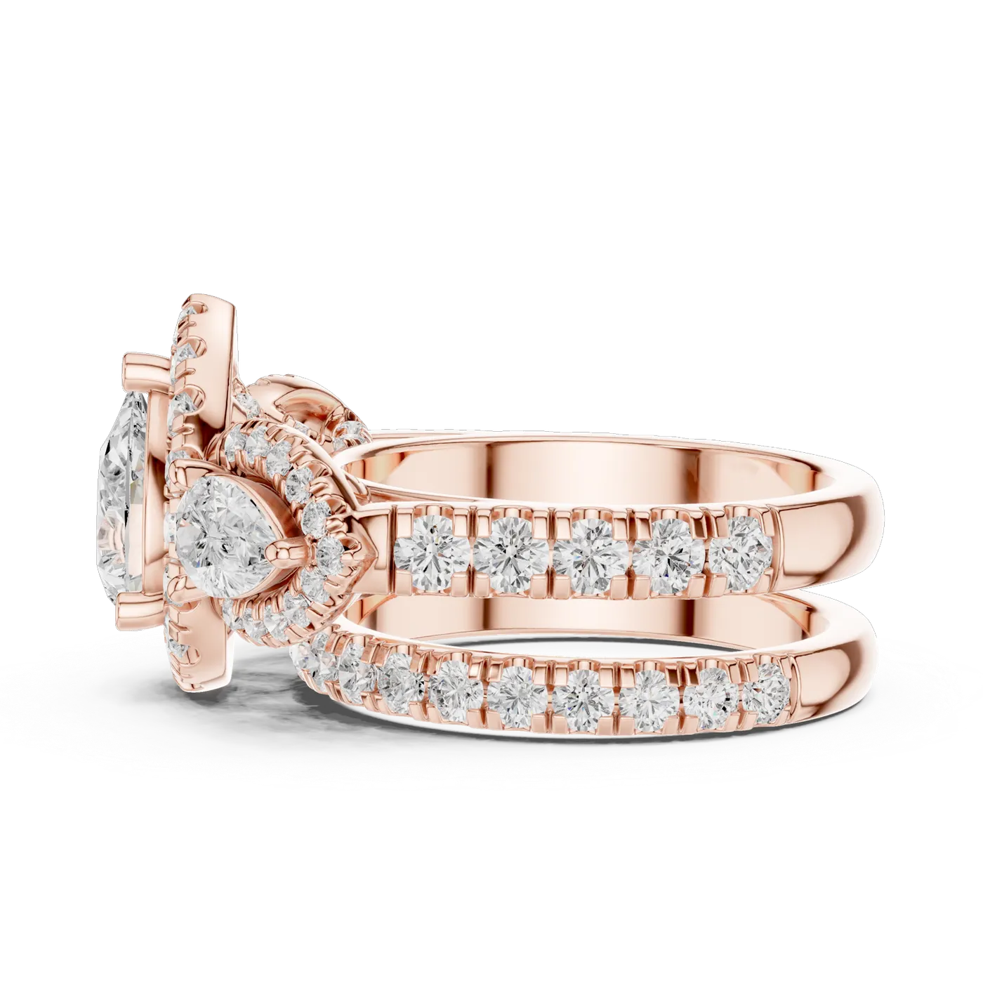 Bague de fiançailles Dahlia 1,28 ct n°3 en or rose 18 carats, diamant poire, vue 4