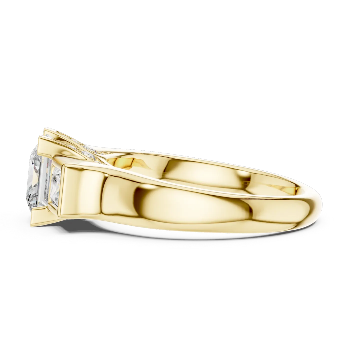 Bague de fiançailles Camélia 1,52 ct en or jaune 18 carats, diamant princesse, vue 3