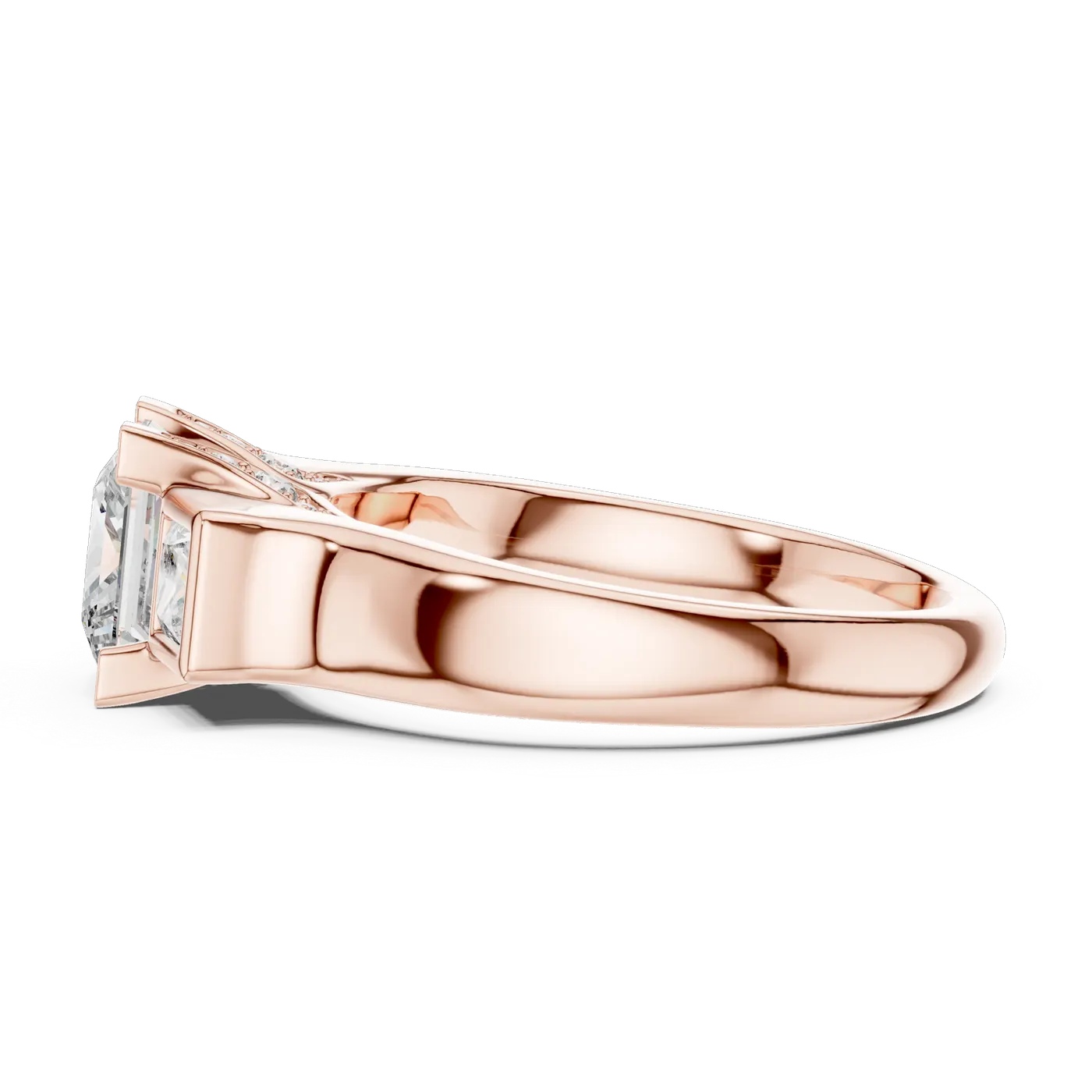 Bague de fiançailles Camélia 1,52 ct en or rose 18 carats, diamant princesse, vue 3
