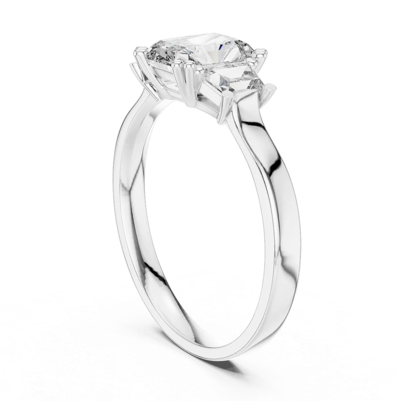 Bague de fiançailles Tournesol 1,00 ct en or blanc 18 carats, diamant radiant, vue 1