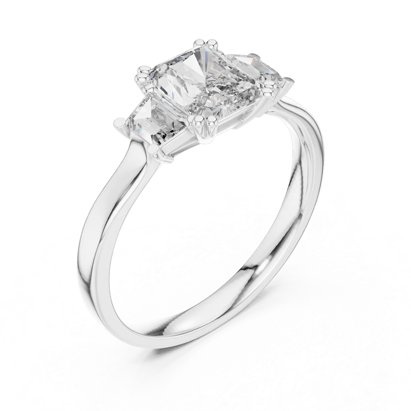 Bague de fiançailles Tournesol 1,00 ct en or blanc 18 carats, diamant radiant, vue 2