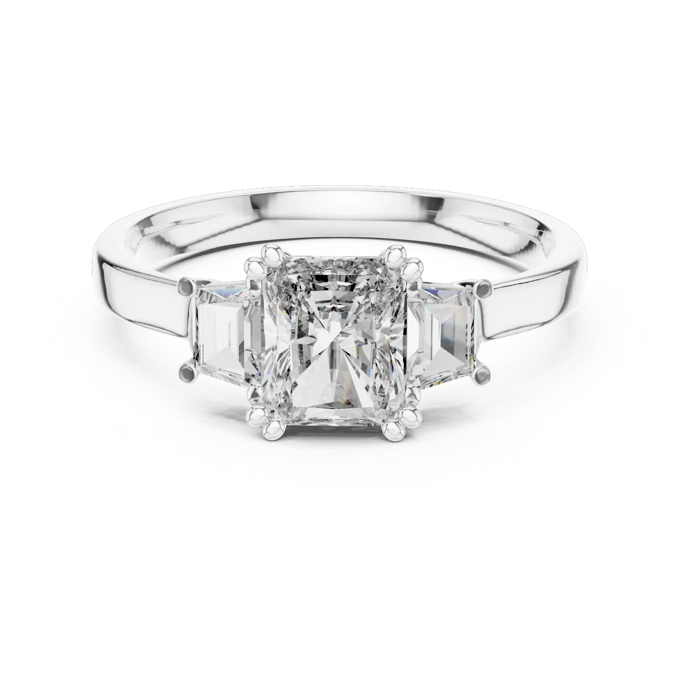 Bague de fiançailles Tournesol 2,45 ct en or blanc 18 carats, diamant radiant, vue 4