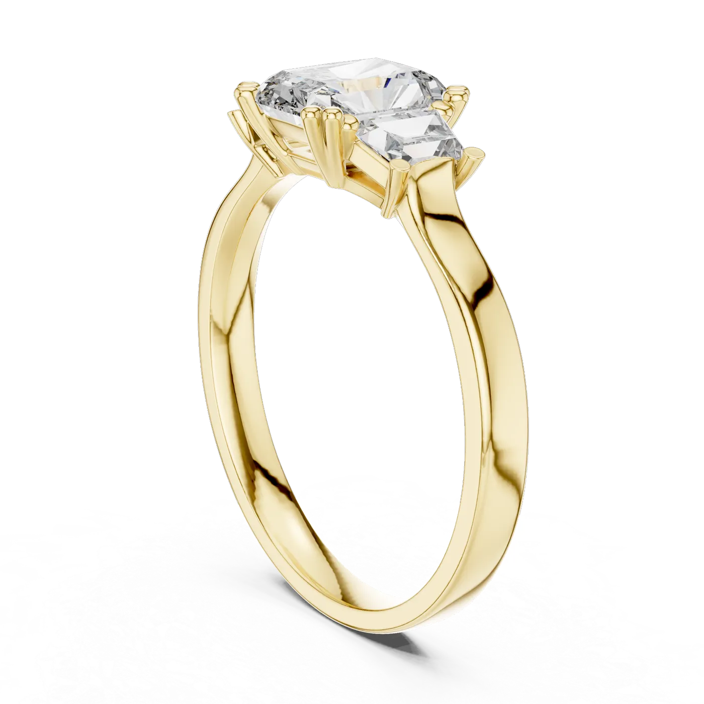 Bague de fiançailles Tournesol 1,00 ct en or jaune 18 carats, diamant radiant, vue 1
