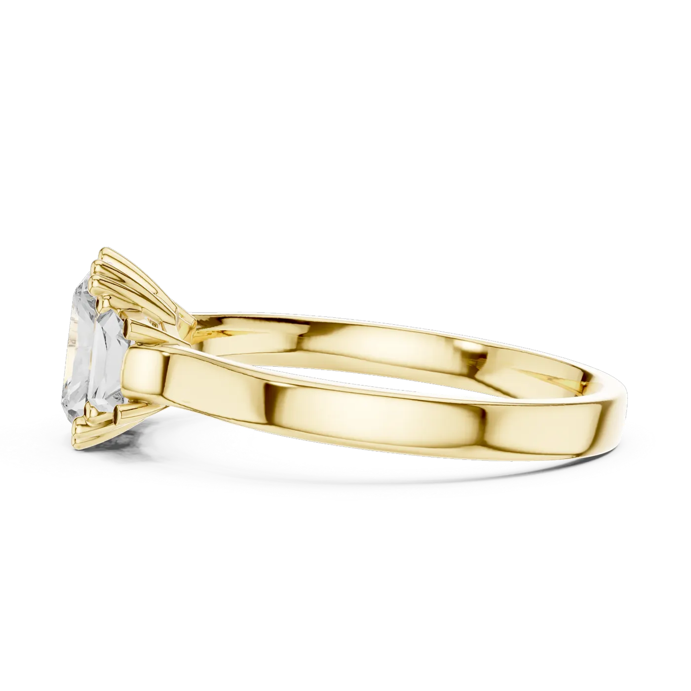 Bague de fiançailles Tournesol 1,00 ct en or jaune 18 carats, diamant radiant, vue 3