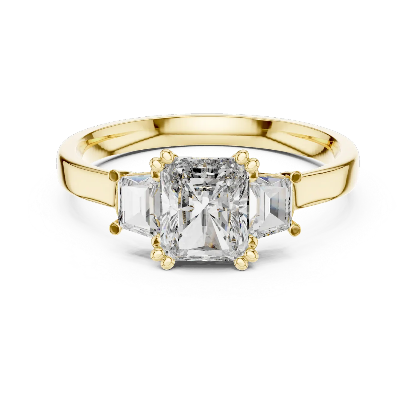 Bague de fiançailles Tournesol 2,45 ct en or jaune 18 carats, diamant radiant, vue 4