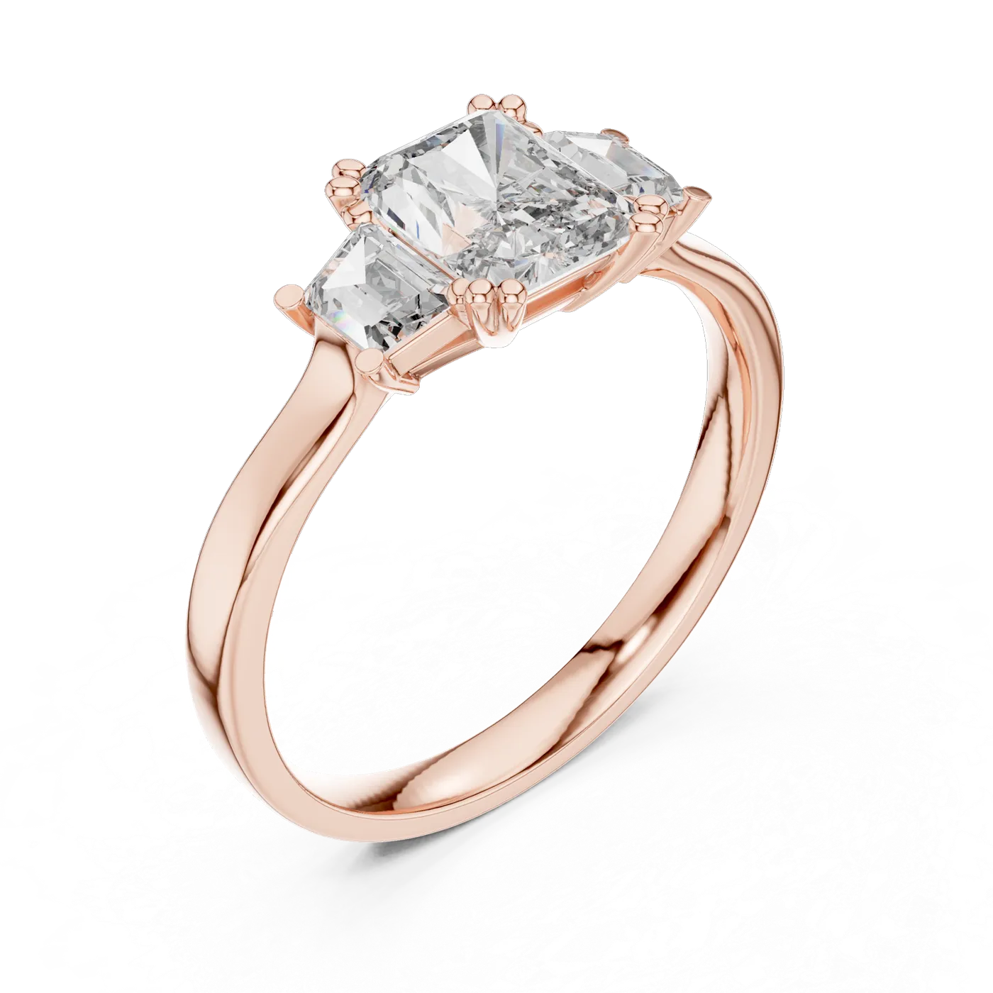Bague de fiançailles Tournesol 1,00 ct en or rose 18 carats, diamant radiant, vue 2