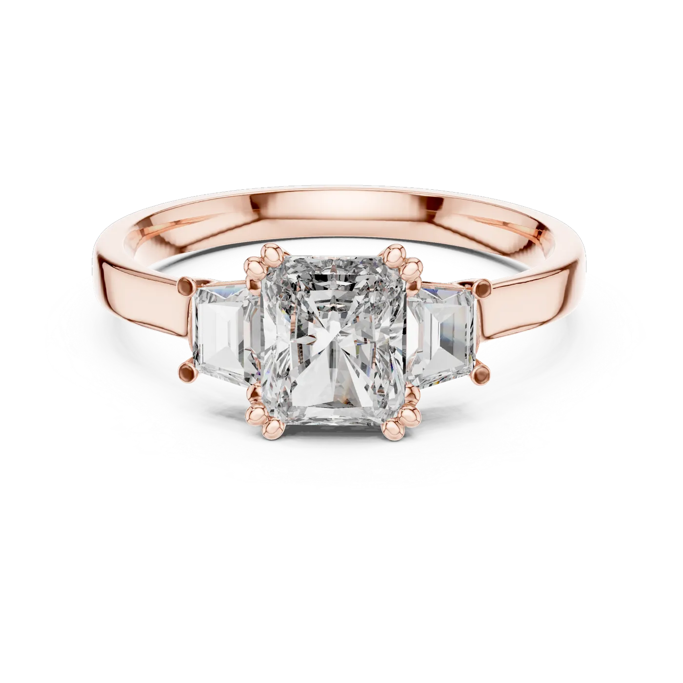 Bague de fiançailles Tournesol 1,00 ct en or rose 18 carats, diamant radiant, vue 4