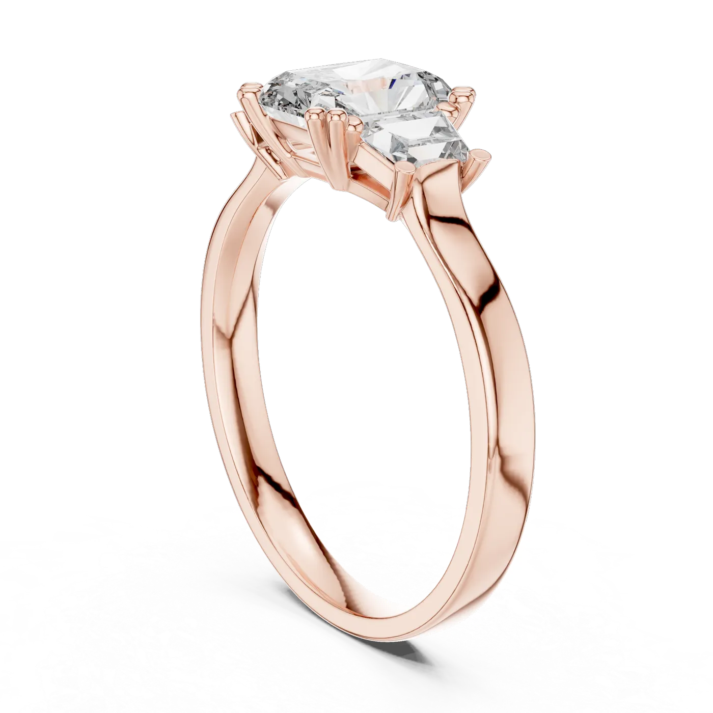 Bague de fiançailles Tournesol 2,45 ct en or rose 18 carats, diamant radiant, vue 1