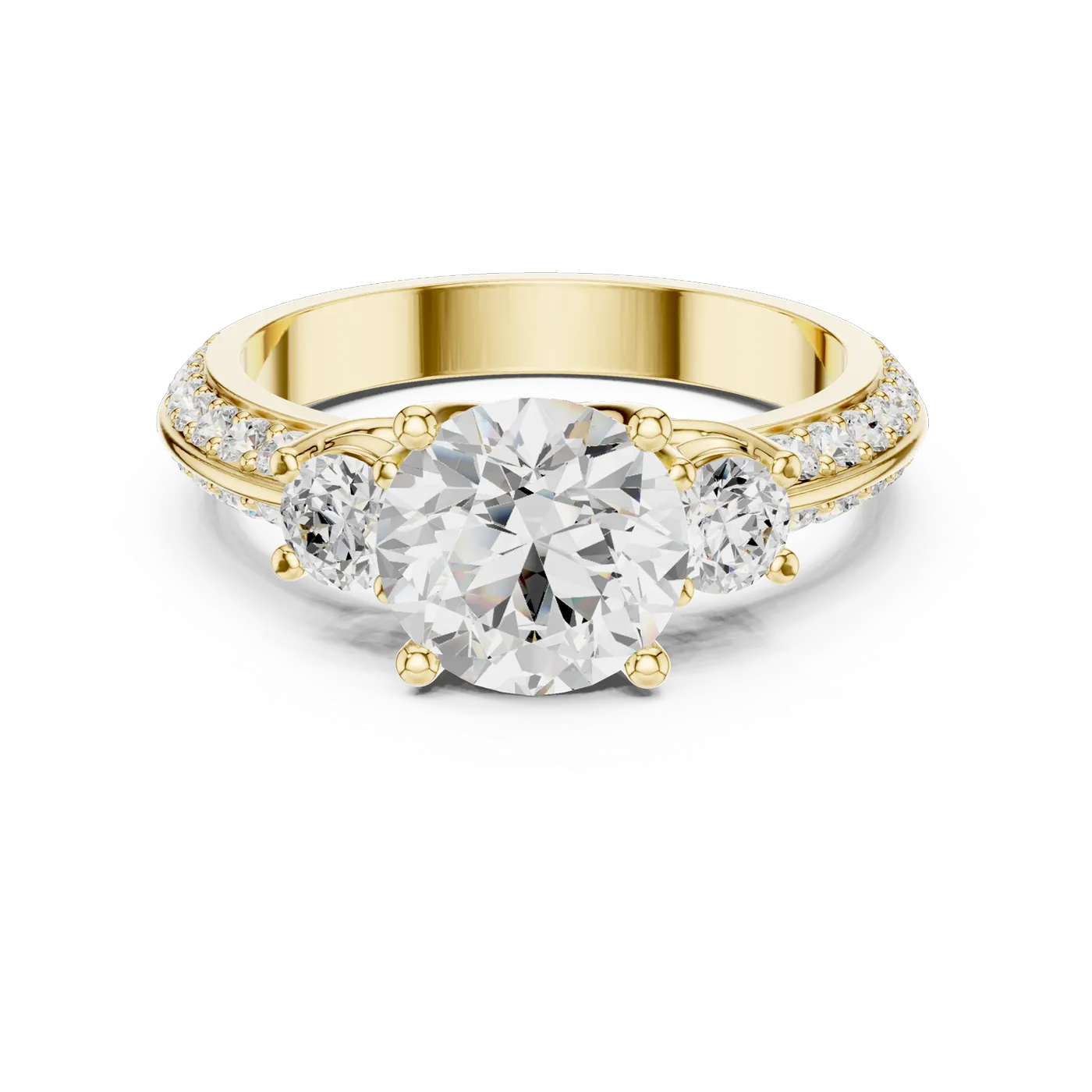 Bague de fiançailles Marguerite 1,92 ct n°2 en or jaune 18 carats, diamant rond, vue 4