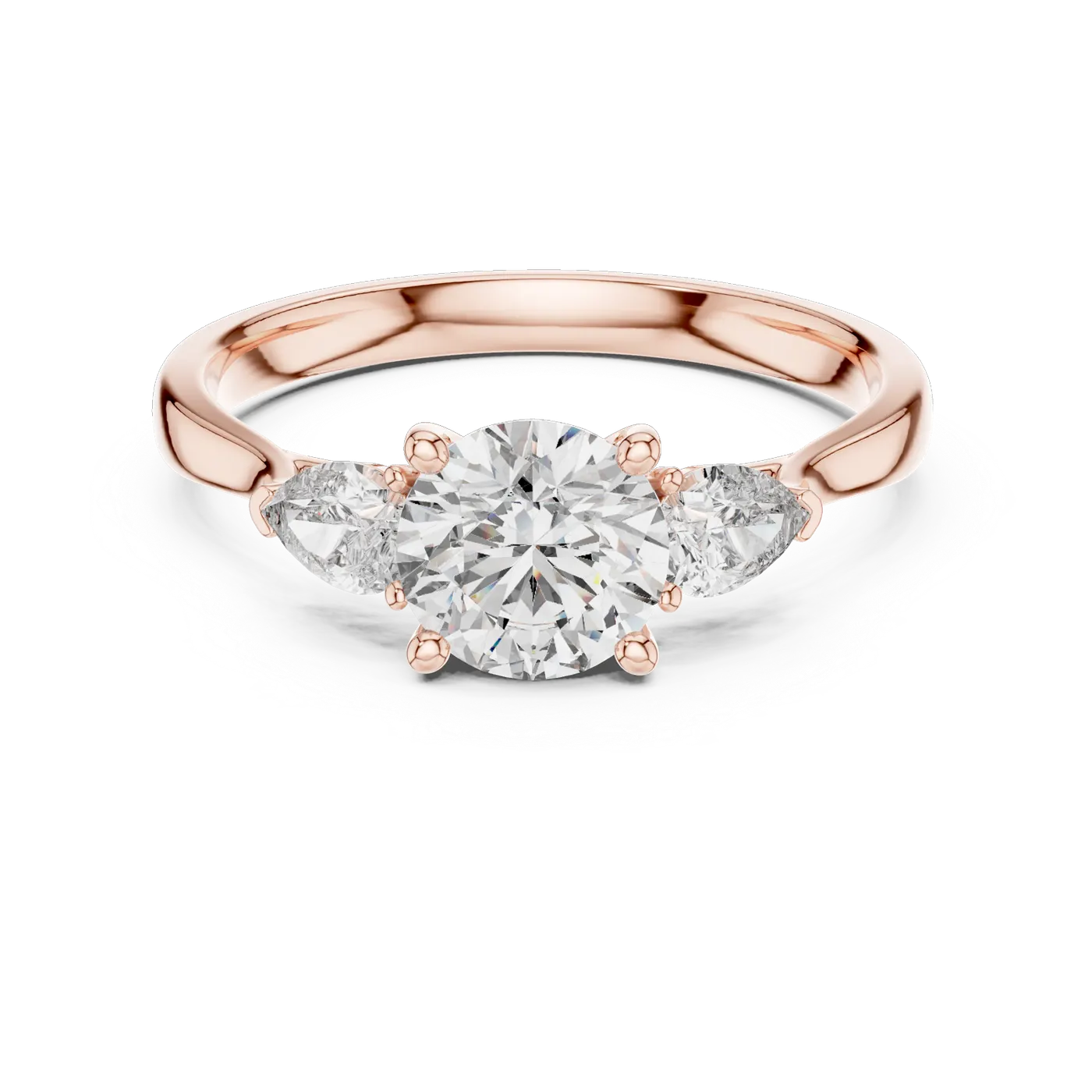 Bague de fiançailles Marguerite 0,73 ct en or rose 18 carats, diamant rond, vue 4