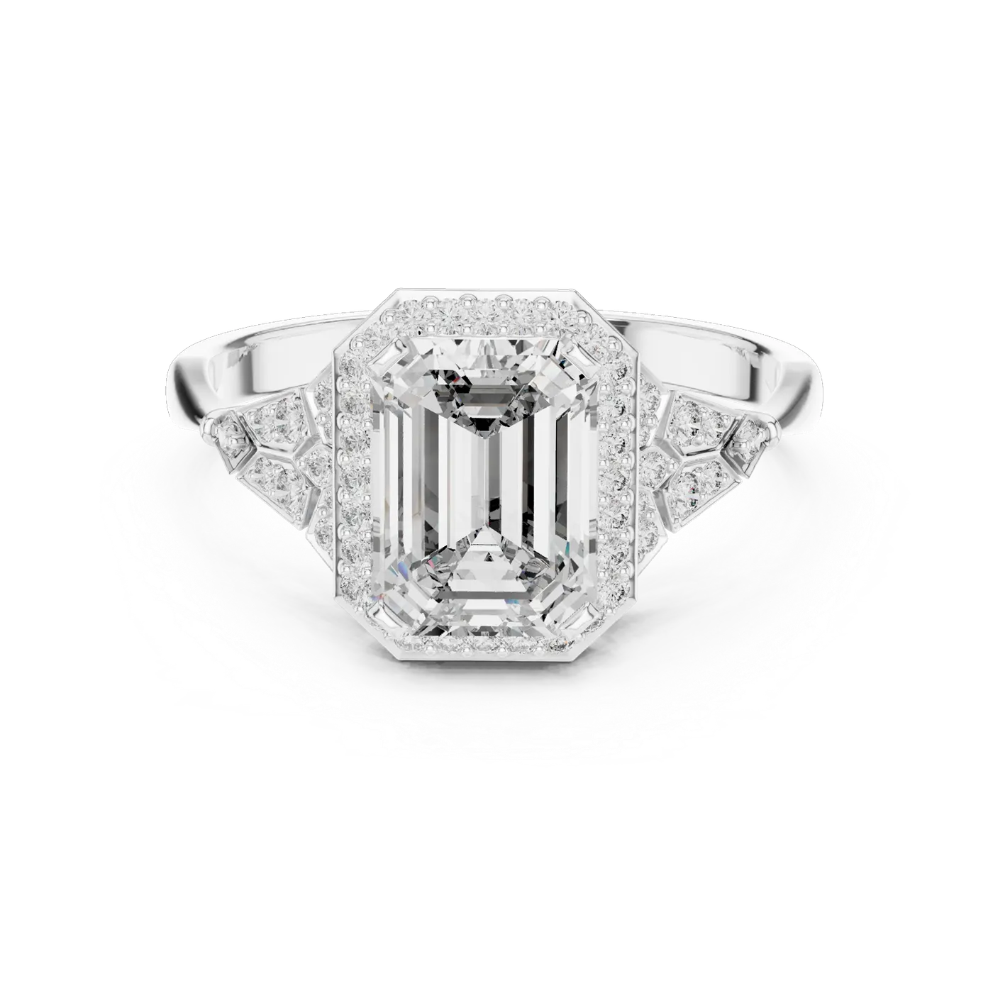 Bague de fiançailles Iris 1,88 ct en or blanc 18 carats, diamant taille émeraude, vue 4