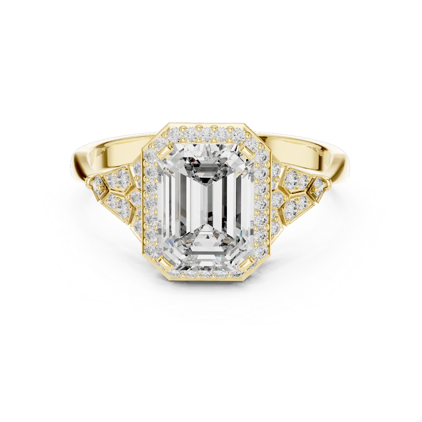 Bague de fiançailles Iris 1,88 ct en or jaune 18 carats, diamant taille émeraude, vue 4