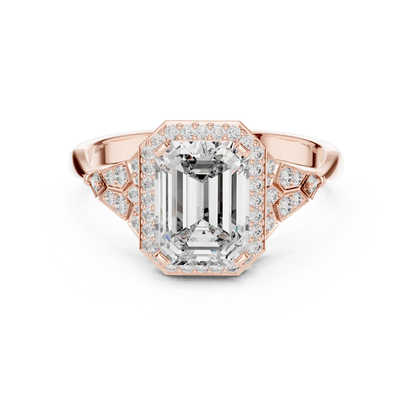 Bague de fiançailles Iris 1,88 ct en or rose 18 carats, diamant taille émeraude, vue 4