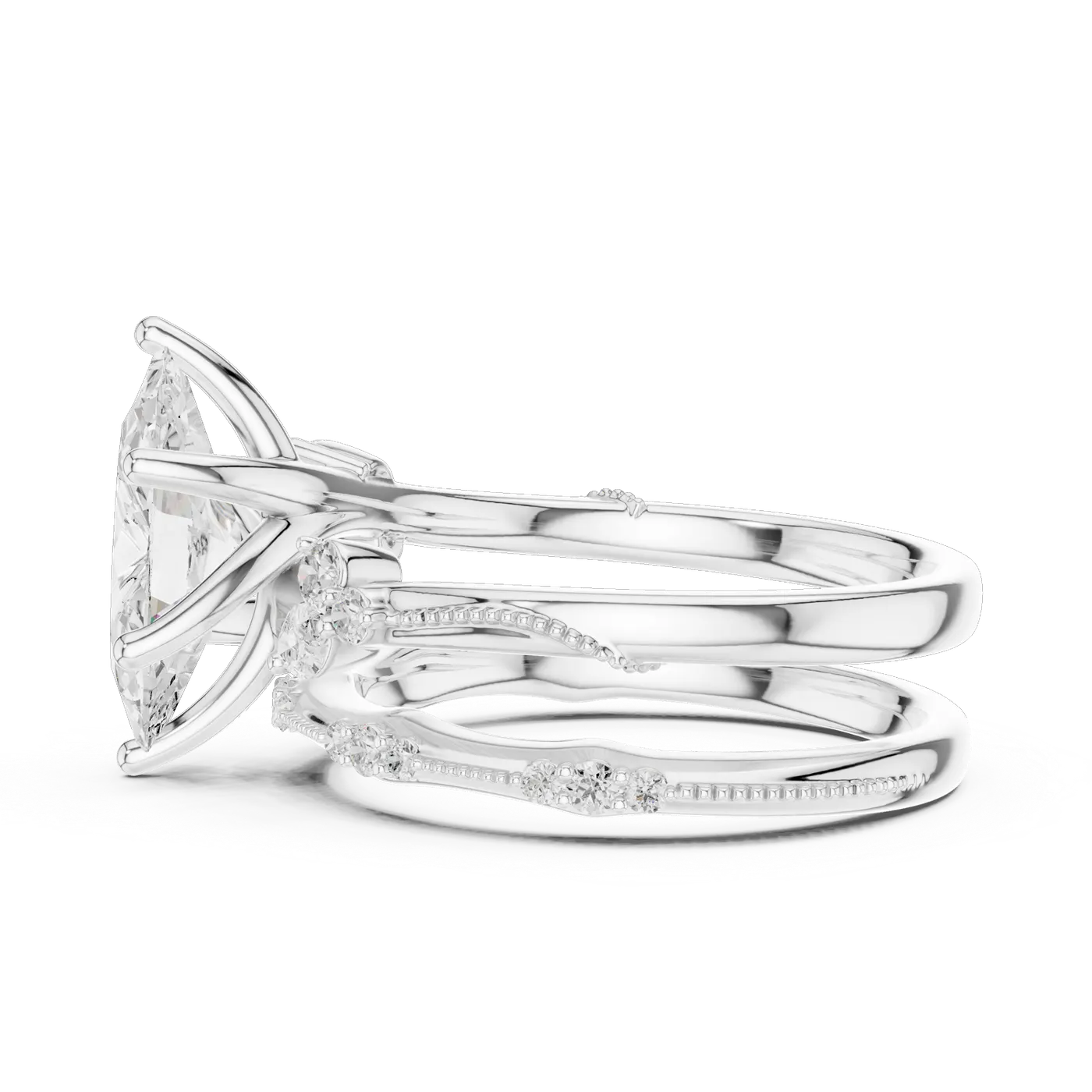 Bague de fiançailles Lys 1,72 ct en or blanc 18 carats, diamant marquise, vue 4