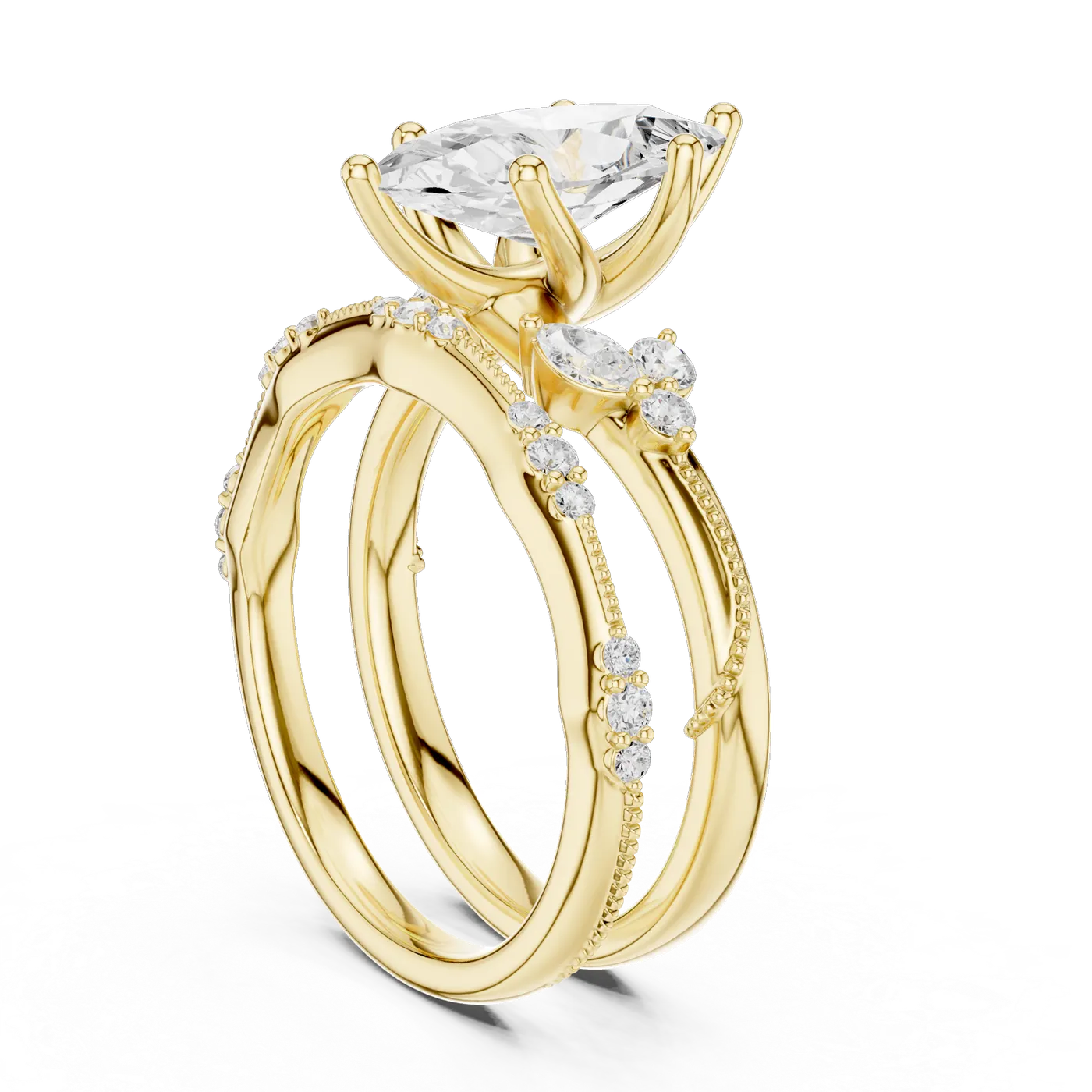 Bague de fiançailles Lys 1,72 ct en or jaune 18 carats, diamant marquise, vue 1