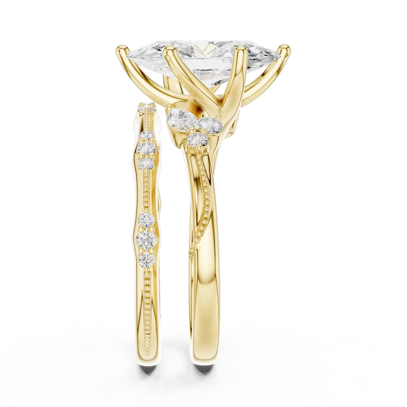 Bague de fiançailles Lys 1,72 ct en or jaune 18 carats, diamant marquise, vue 3