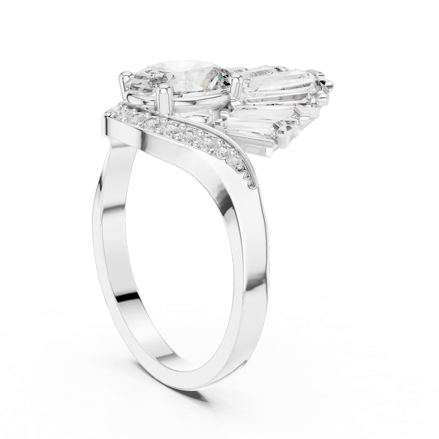 Bague de fiançailles Magnolia 1,04 ct en or blanc 18 carats, diamant ovale, vue 1