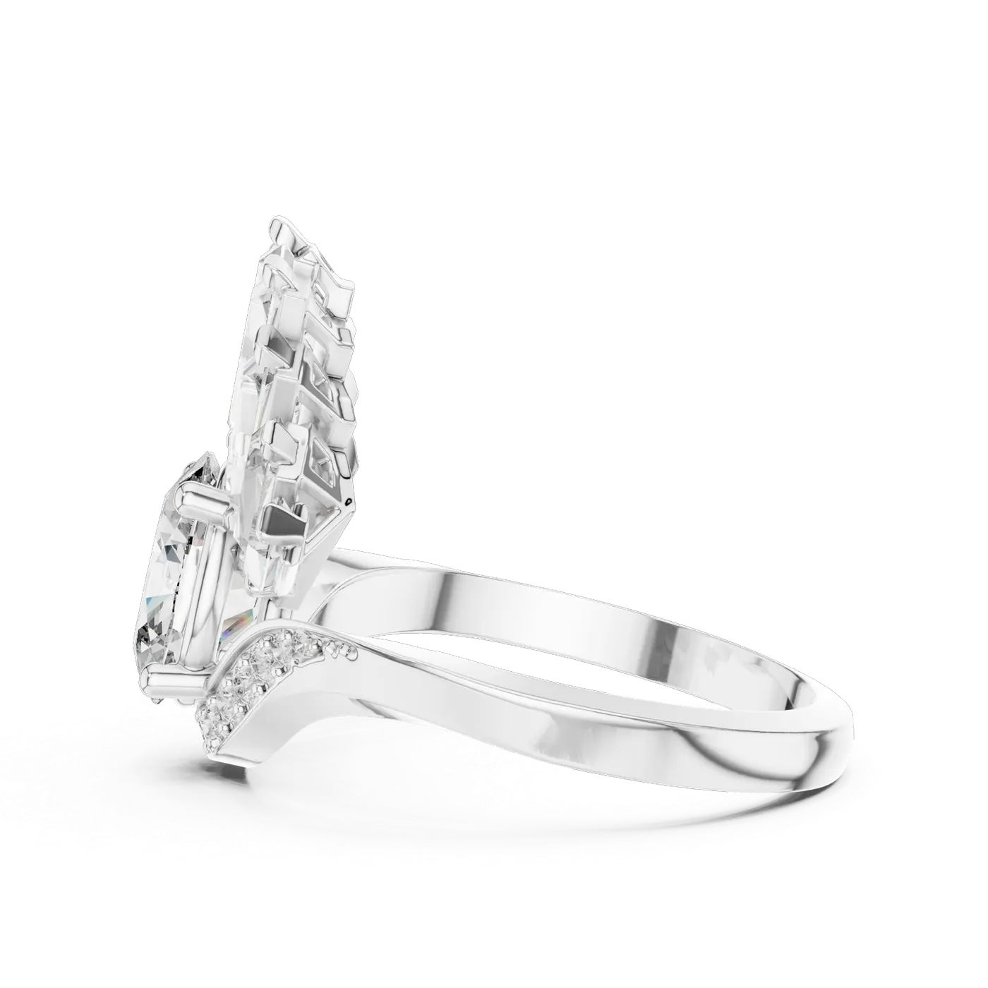 Bague de fiançailles Magnolia 1,04 ct en or blanc 18 carats, diamant ovale, vue 3