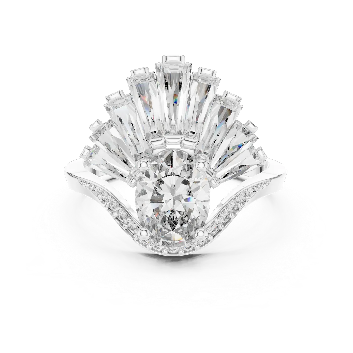 Bague de fiançailles Magnolia 1,04 ct en or blanc 18 carats, diamant ovale, vue 4