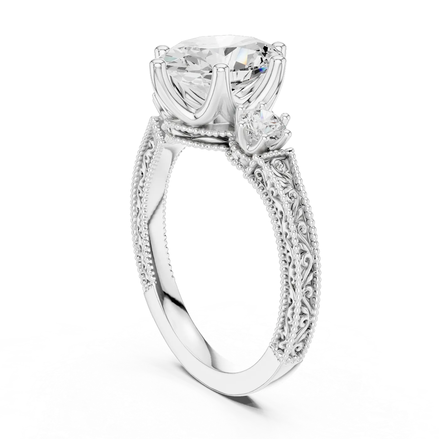 Bague de fiançailles Magnolia 1,76 ct n°4 en or blanc 18 carats, diamant ovale, vue 1