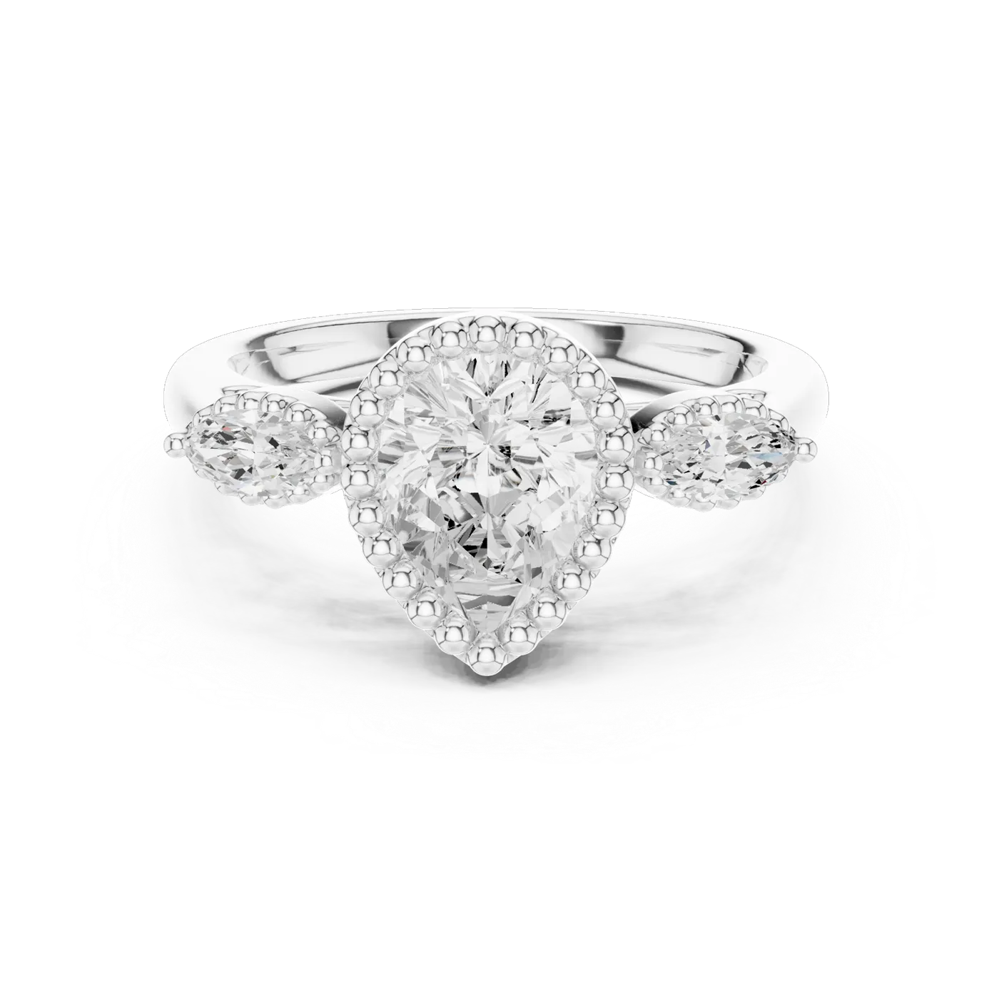 Bague de fiançailles Dahlia 1,28 ct en or blanc 18 carats, diamant poire, vue 4