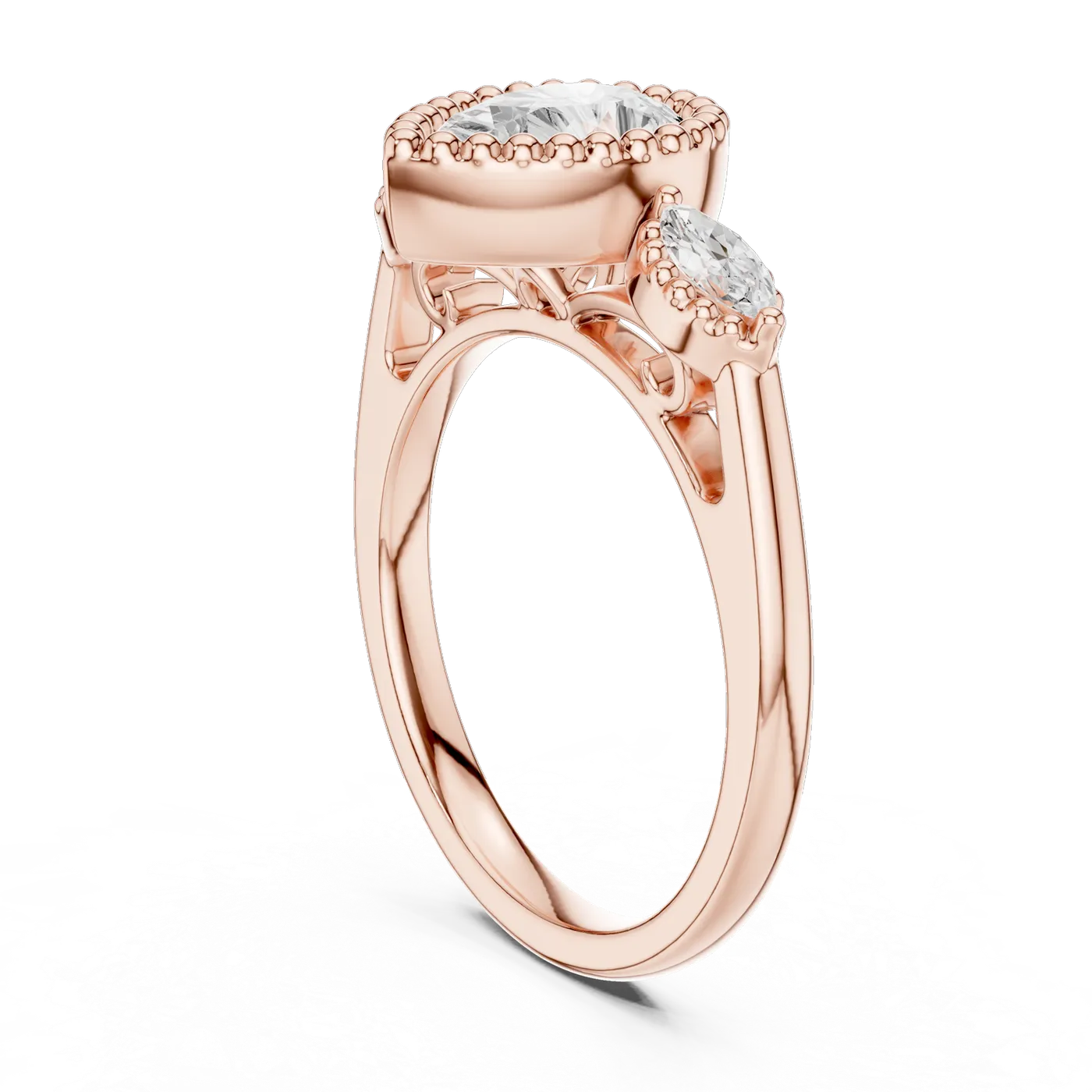 Bague de fiançailles Dahlia 1,28 ct en or rose 18 carats, diamant poire, vue 1