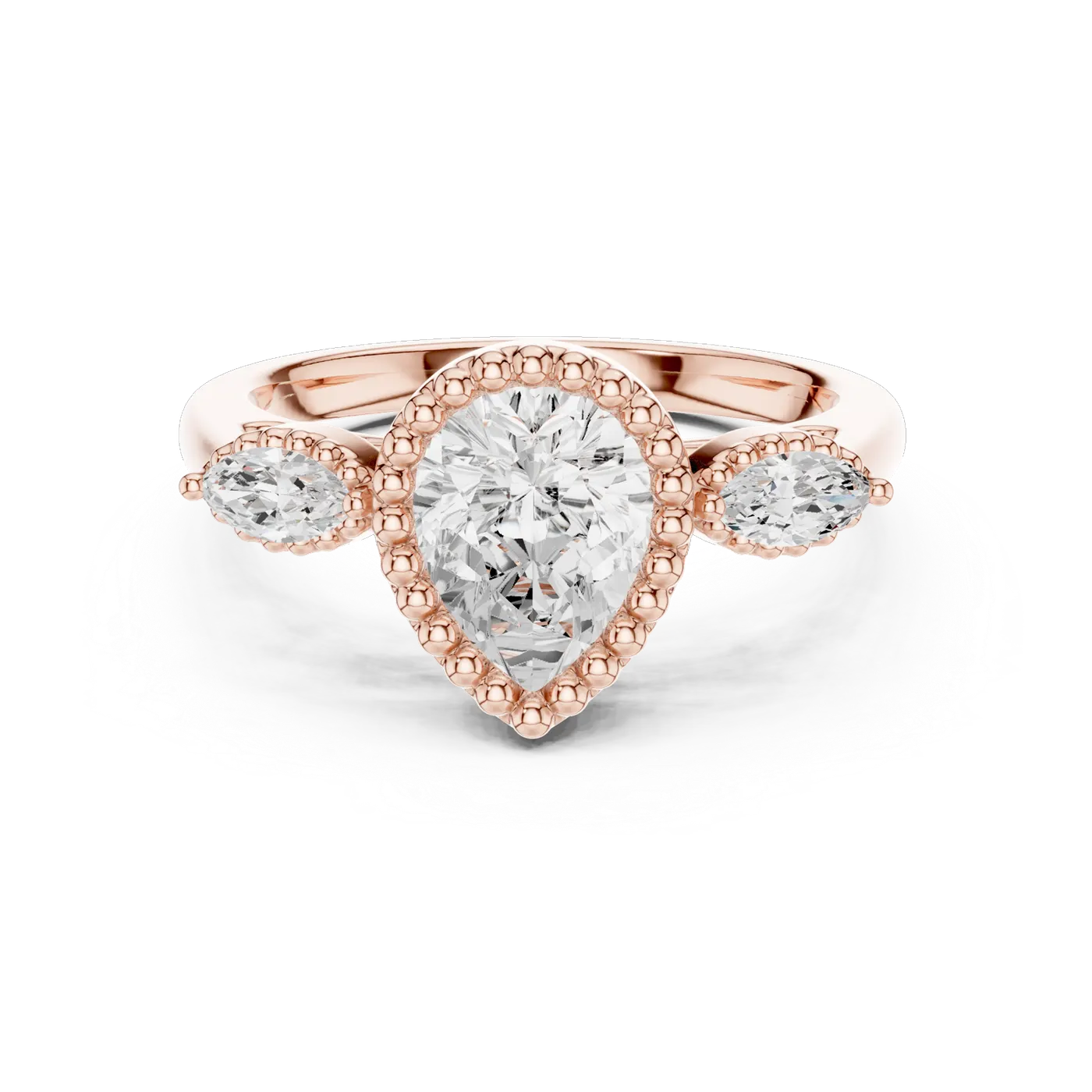 Bague de fiançailles Dahlia 1,28 ct en or rose 18 carats, diamant poire, vue 4