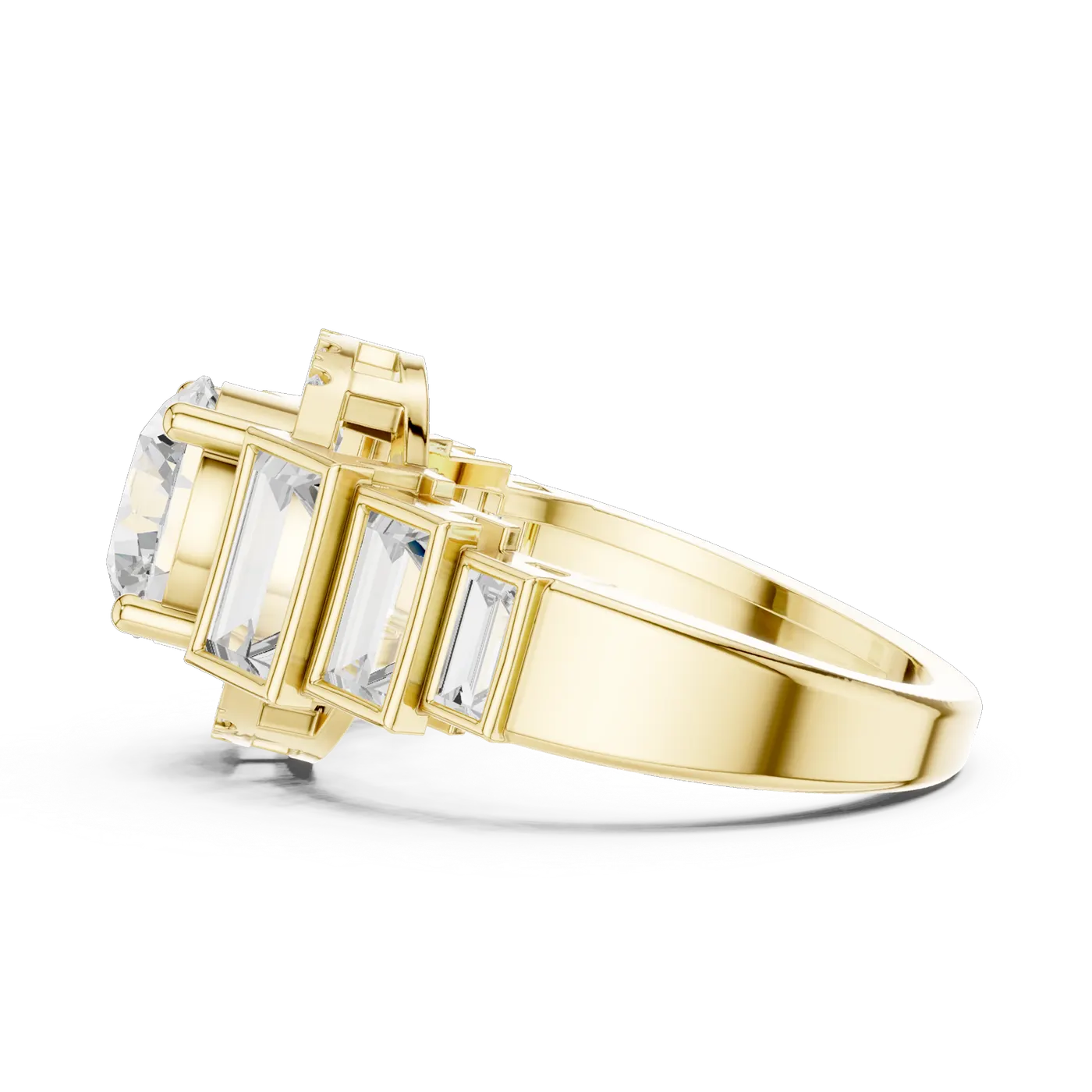 Bague de fiançailles Marguerite 1,92 ct n°4 en or jaune 18 carats, diamant rond, vue 3