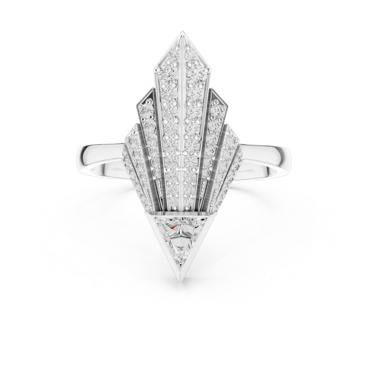 Bague de fiançailles Trillium 0,35 ct en or blanc 18 carats, diamant trilliant, vue 4