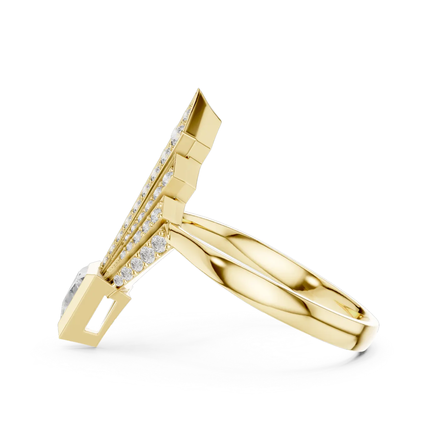 Bague de fiançailles Trillium 0,35 ct en or jaune 18 carats, diamant trilliant, vue 3