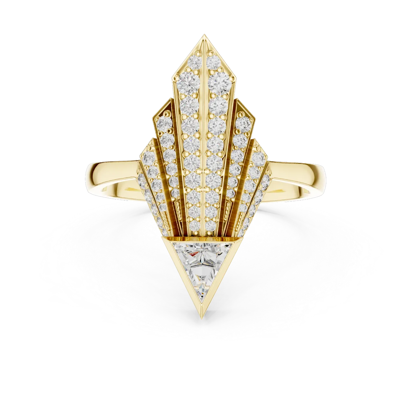 Bague de fiançailles Trillium 0,35 ct en or jaune 18 carats, diamant trilliant, vue 4