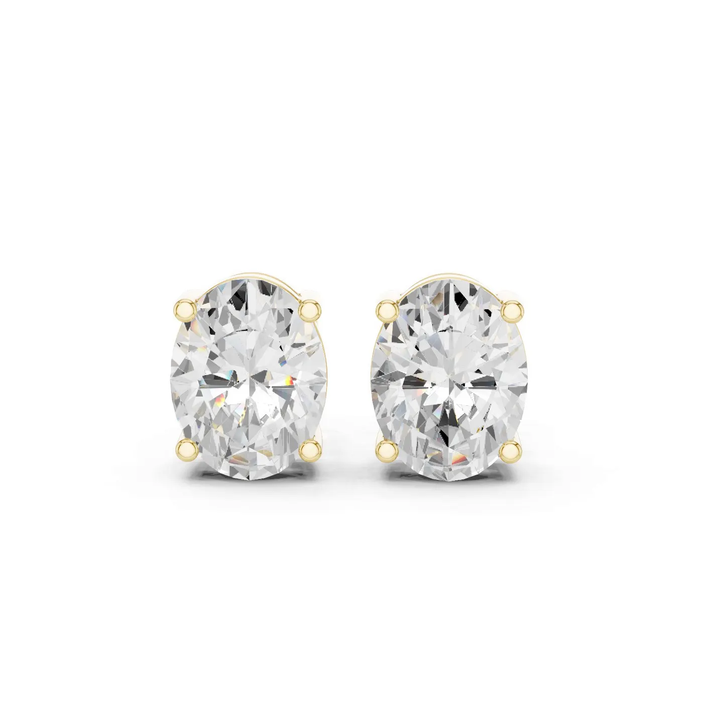 Boucles d'oreilles Puces Magnolia en or jaune 18 carats, deux diamants ovales de 1,00 à 1,50 ct chacun, vue 1