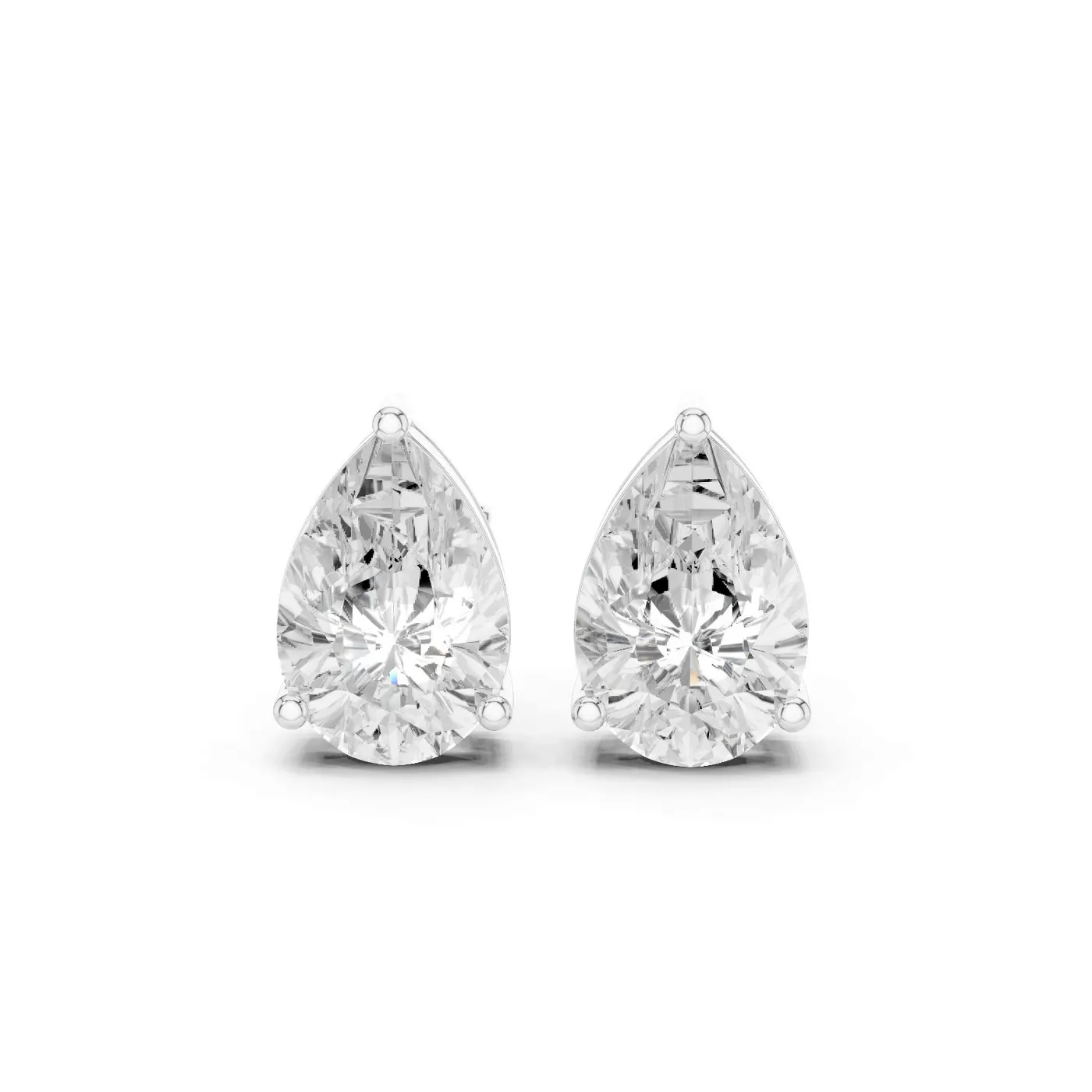 Boucles d'oreilles Puces Dahlia en or blanc 18 carats, deux diamants poire de 1,00 à 1,50 ct chacun, vue 1
