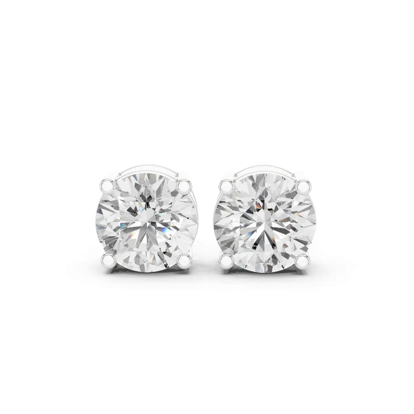 Boucles d'oreilles Puces Marguerite en or blanc 18 carats, deux diamants ronds de 1,00 ct chacun, vue 1