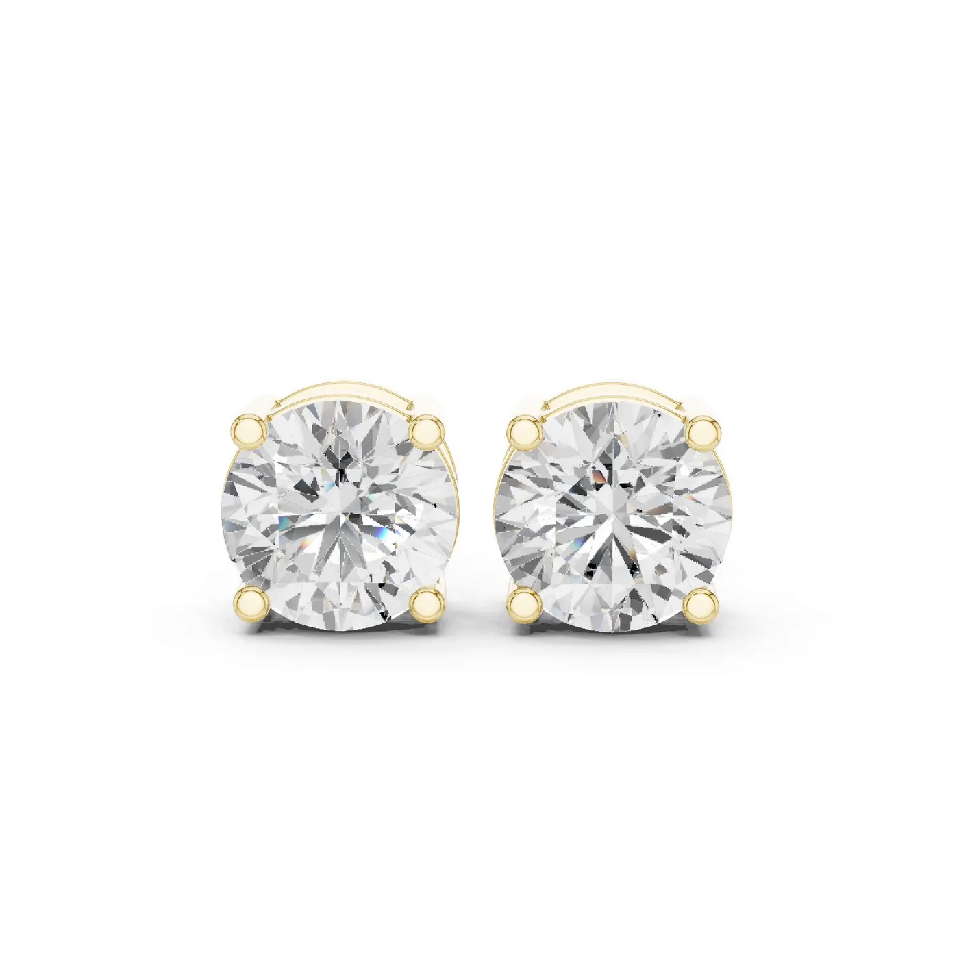 Boucles d'oreilles Puces Marguerite en or jaune 18 carats, deux diamants ronds de 1,00 ct chacun, vue 1